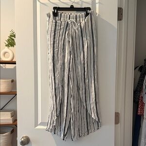 Iz Byer Black and White Striped Wide Leg Pants